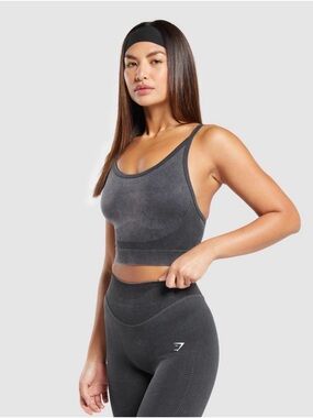 Gymshark Charcoal Seamless Crop Sports Bra Medium